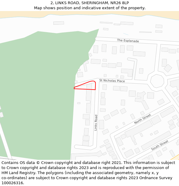 2, LINKS ROAD, SHERINGHAM, NR26 8LP: Location map and indicative extent of plot