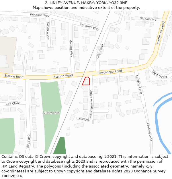 2, LINLEY AVENUE, HAXBY, YORK, YO32 3NE: Location map and indicative extent of plot