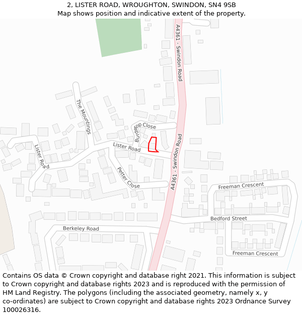 2, LISTER ROAD, WROUGHTON, SWINDON, SN4 9SB: Location map and indicative extent of plot