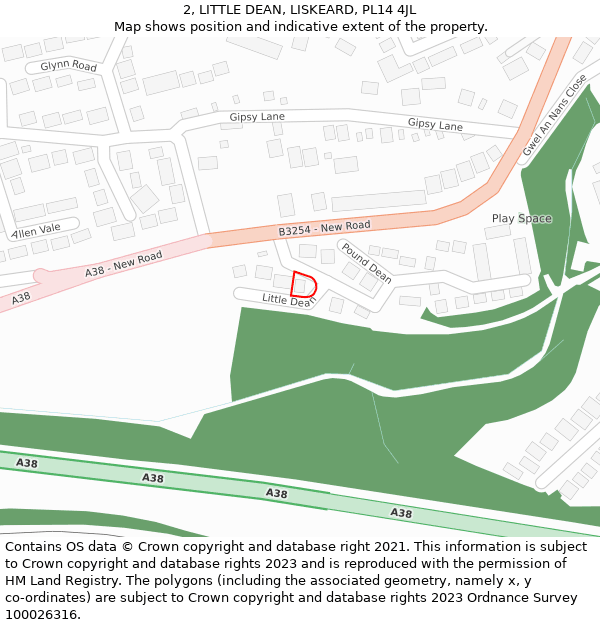 2, LITTLE DEAN, LISKEARD, PL14 4JL: Location map and indicative extent of plot