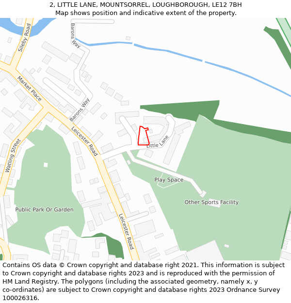 2, LITTLE LANE, MOUNTSORREL, LOUGHBOROUGH, LE12 7BH: Location map and indicative extent of plot