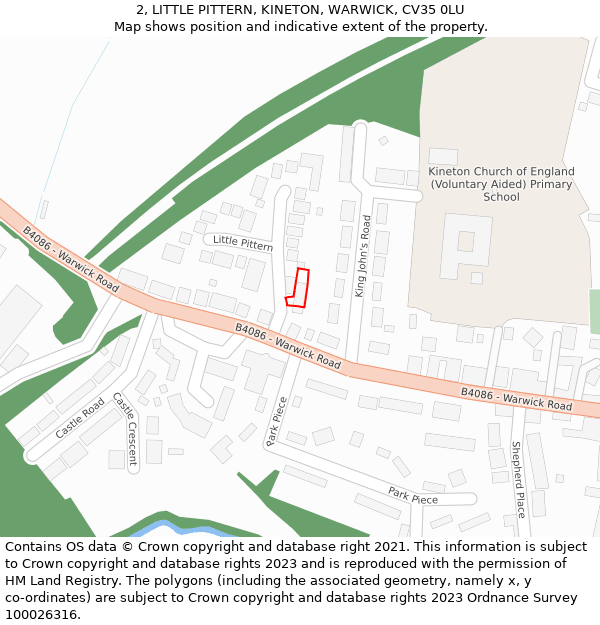 2, LITTLE PITTERN, KINETON, WARWICK, CV35 0LU: Location map and indicative extent of plot