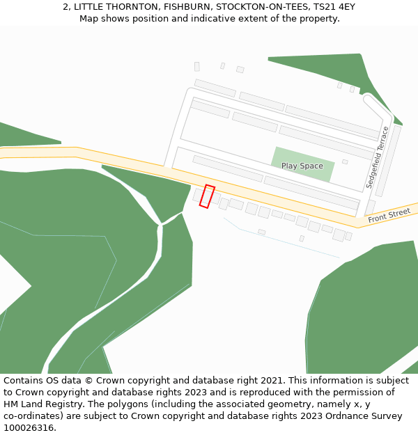 2, LITTLE THORNTON, FISHBURN, STOCKTON-ON-TEES, TS21 4EY: Location map and indicative extent of plot