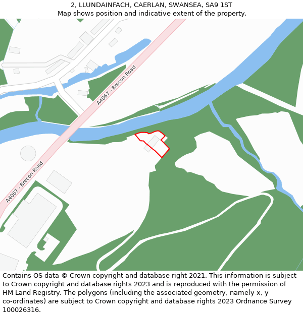 2, LLUNDAINFACH, CAERLAN, SWANSEA, SA9 1ST: Location map and indicative extent of plot