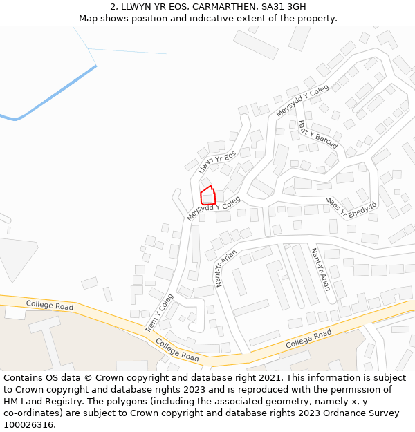 2, LLWYN YR EOS, CARMARTHEN, SA31 3GH: Location map and indicative extent of plot