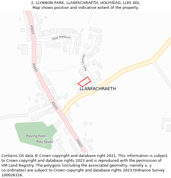 2, LLYNNON PARK, LLANFACHRAETH, HOLYHEAD, LL65 4DL: Location map and indicative extent of plot