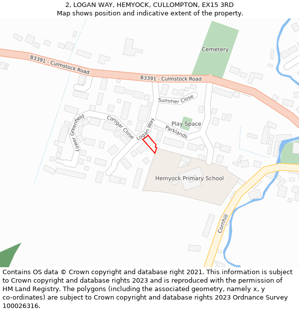 2, LOGAN WAY, HEMYOCK, CULLOMPTON, EX15 3RD: Location map and indicative extent of plot