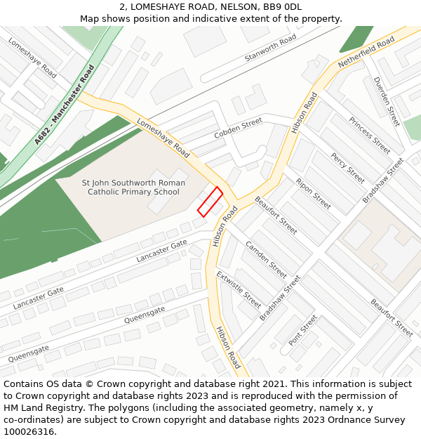 2, LOMESHAYE ROAD, NELSON, BB9 0DL: Location map and indicative extent of plot