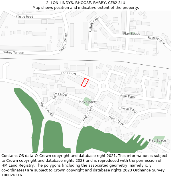 2, LON LINDYS, RHOOSE, BARRY, CF62 3LU: Location map and indicative extent of plot