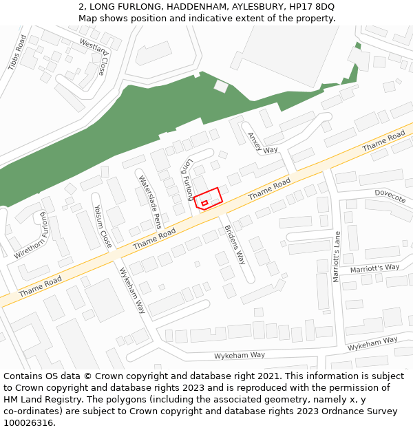 2, LONG FURLONG, HADDENHAM, AYLESBURY, HP17 8DQ: Location map and indicative extent of plot