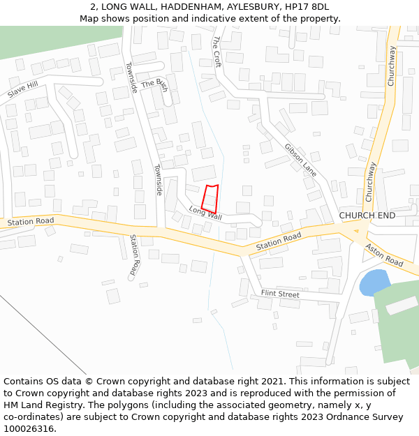 2, LONG WALL, HADDENHAM, AYLESBURY, HP17 8DL: Location map and indicative extent of plot