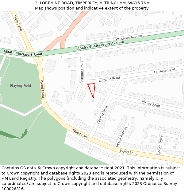 2, LORRAINE ROAD, TIMPERLEY, ALTRINCHAM, WA15 7NA: Location map and indicative extent of plot