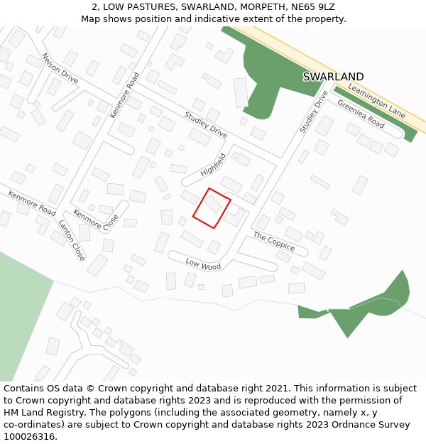 2, LOW PASTURES, SWARLAND, MORPETH, NE65 9LZ: Location map and indicative extent of plot