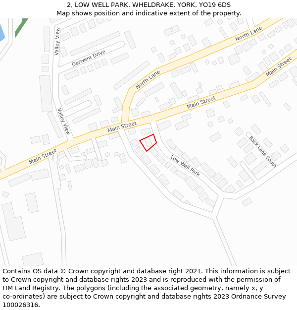 2, LOW WELL PARK, WHELDRAKE, YORK, YO19 6DS: Location map and indicative extent of plot