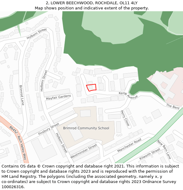 2, LOWER BEECHWOOD, ROCHDALE, OL11 4LY: Location map and indicative extent of plot