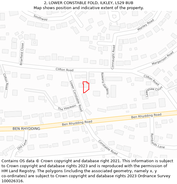 2, LOWER CONSTABLE FOLD, ILKLEY, LS29 8UB: Location map and indicative extent of plot