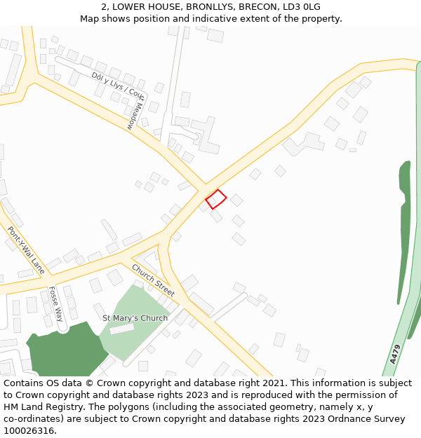 2, LOWER HOUSE, BRONLLYS, BRECON, LD3 0LG: Location map and indicative extent of plot