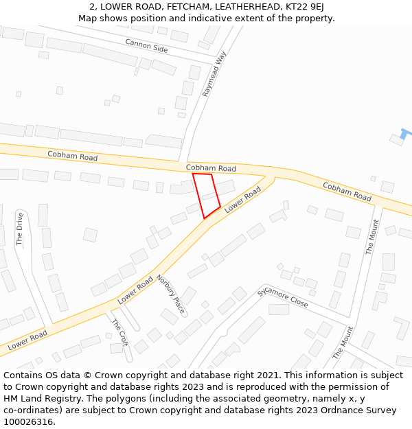 2, LOWER ROAD, FETCHAM, LEATHERHEAD, KT22 9EJ: Location map and indicative extent of plot