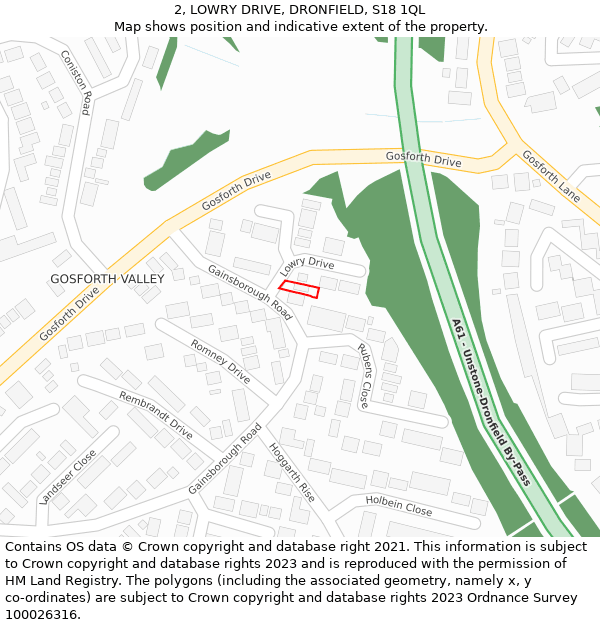 2, LOWRY DRIVE, DRONFIELD, S18 1QL: Location map and indicative extent of plot