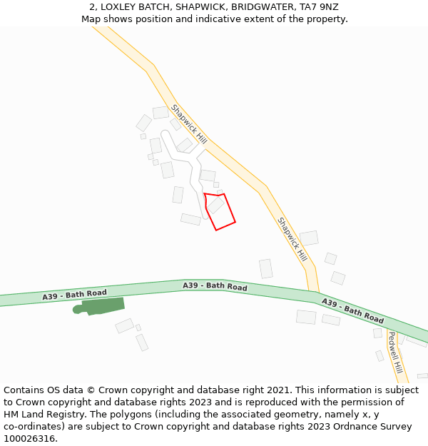 2, LOXLEY BATCH, SHAPWICK, BRIDGWATER, TA7 9NZ: Location map and indicative extent of plot