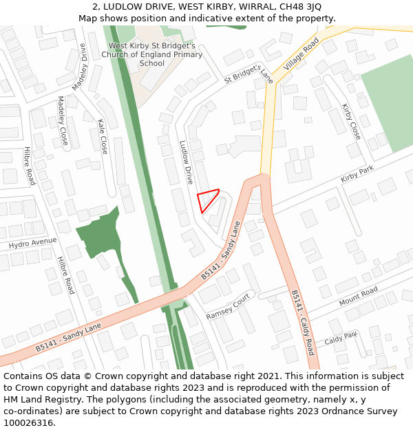 2, LUDLOW DRIVE, WEST KIRBY, WIRRAL, CH48 3JQ: Location map and indicative extent of plot