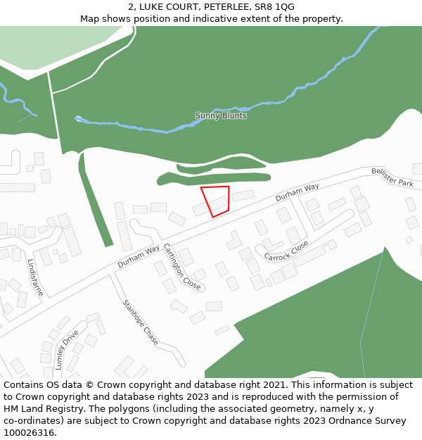 2, LUKE COURT, PETERLEE, SR8 1QG: Location map and indicative extent of plot