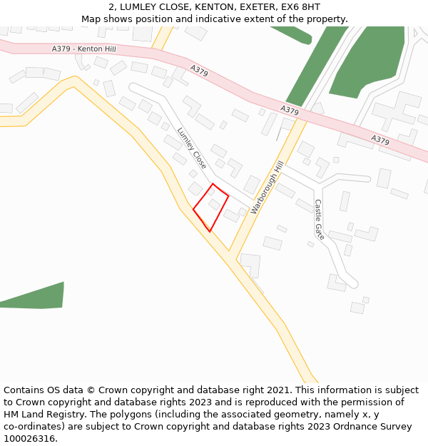 2, LUMLEY CLOSE, KENTON, EXETER, EX6 8HT: Location map and indicative extent of plot