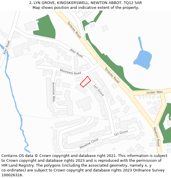 2, LYN GROVE, KINGSKERSWELL, NEWTON ABBOT, TQ12 5AR: Location map and indicative extent of plot