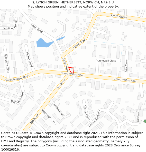 2, LYNCH GREEN, HETHERSETT, NORWICH, NR9 3JU: Location map and indicative extent of plot