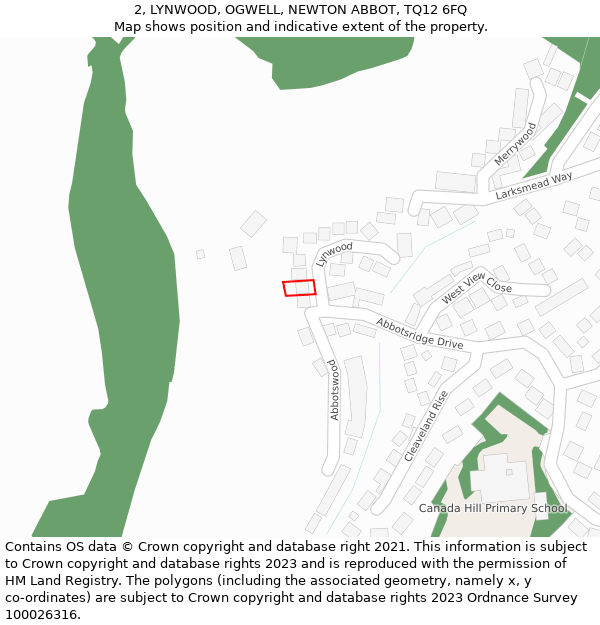 2, LYNWOOD, OGWELL, NEWTON ABBOT, TQ12 6FQ: Location map and indicative extent of plot
