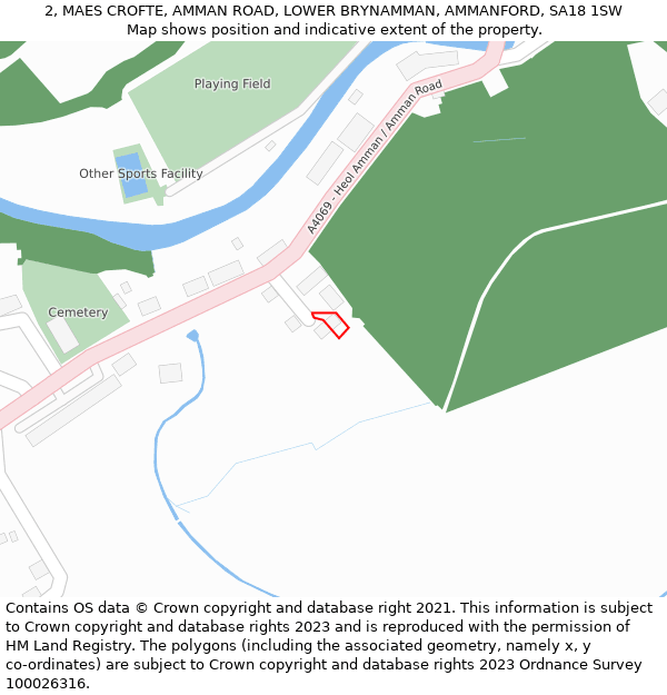 2, MAES CROFTE, AMMAN ROAD, LOWER BRYNAMMAN, AMMANFORD, SA18 1SW: Location map and indicative extent of plot