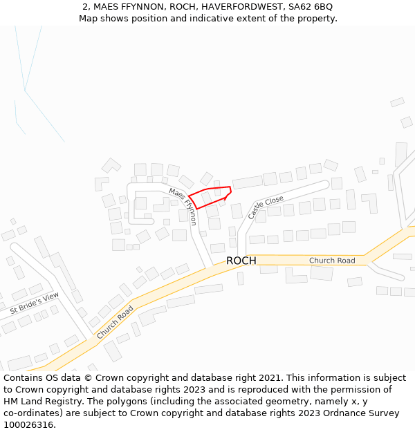 2, MAES FFYNNON, ROCH, HAVERFORDWEST, SA62 6BQ: Location map and indicative extent of plot