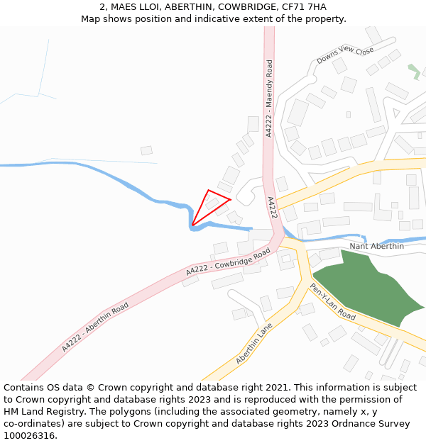 2, MAES LLOI, ABERTHIN, COWBRIDGE, CF71 7HA: Location map and indicative extent of plot