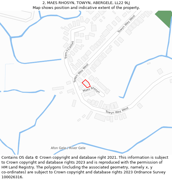 2, MAES RHOSYN, TOWYN, ABERGELE, LL22 9LJ: Location map and indicative extent of plot