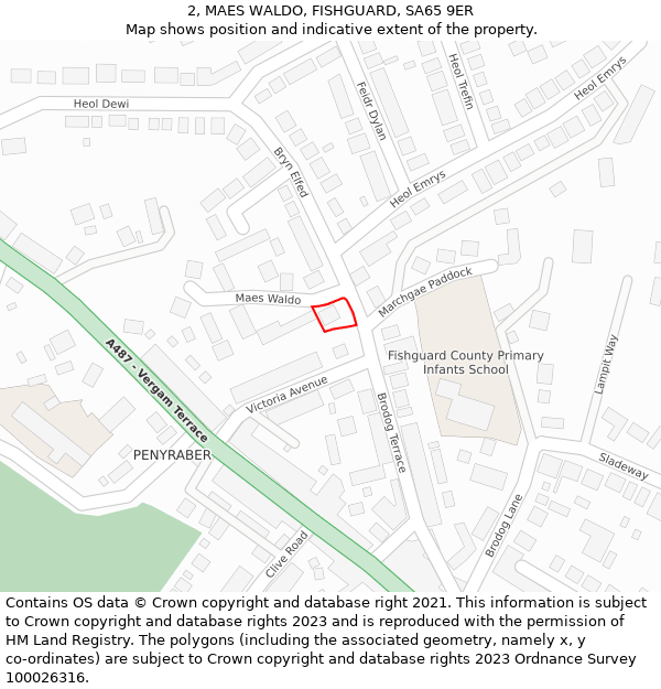 2, MAES WALDO, FISHGUARD, SA65 9ER: Location map and indicative extent of plot