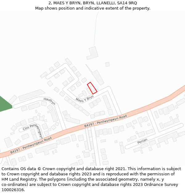 2, MAES Y BRYN, BRYN, LLANELLI, SA14 9RQ: Location map and indicative extent of plot