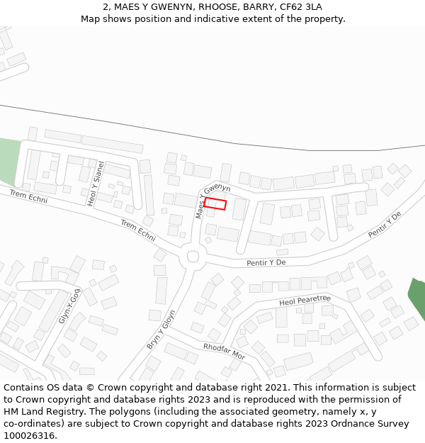 2, MAES Y GWENYN, RHOOSE, BARRY, CF62 3LA: Location map and indicative extent of plot