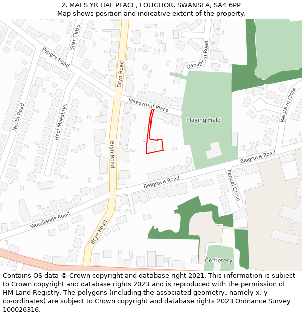 2, MAES YR HAF PLACE, LOUGHOR, SWANSEA, SA4 6PP: Location map and indicative extent of plot