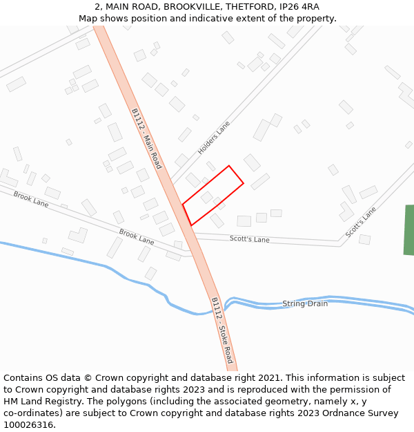 2, MAIN ROAD, BROOKVILLE, THETFORD, IP26 4RA: Location map and indicative extent of plot