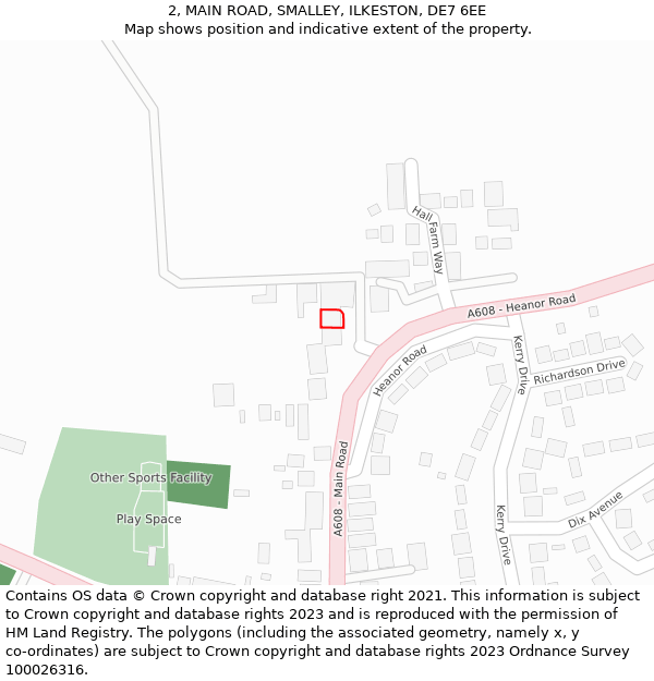 2, MAIN ROAD, SMALLEY, ILKESTON, DE7 6EE: Location map and indicative extent of plot