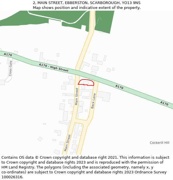 2, MAIN STREET, EBBERSTON, SCARBOROUGH, YO13 9NS: Location map and indicative extent of plot
