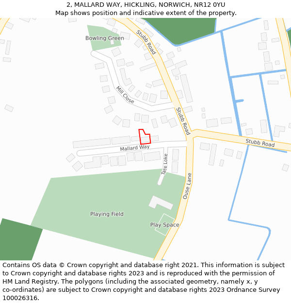 2, MALLARD WAY, HICKLING, NORWICH, NR12 0YU: Location map and indicative extent of plot