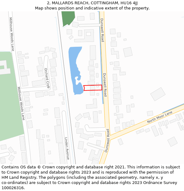 2, MALLARDS REACH, COTTINGHAM, HU16 4JJ: Location map and indicative extent of plot