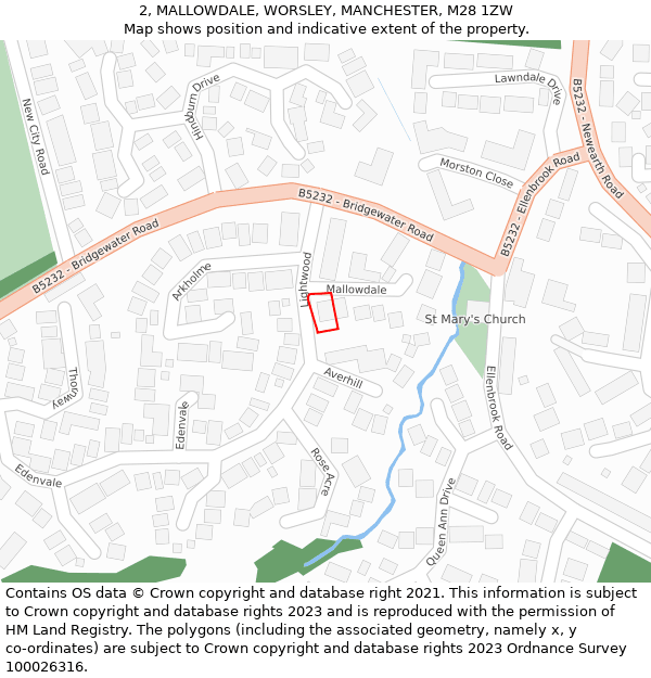 2, MALLOWDALE, WORSLEY, MANCHESTER, M28 1ZW: Location map and indicative extent of plot