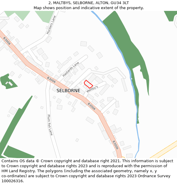 2, MALTBYS, SELBORNE, ALTON, GU34 3LT: Location map and indicative extent of plot