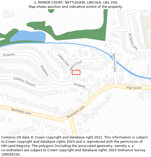 2, MANOR COURT, NETTLEHAM, LINCOLN, LN2 2XQ: Location map and indicative extent of plot