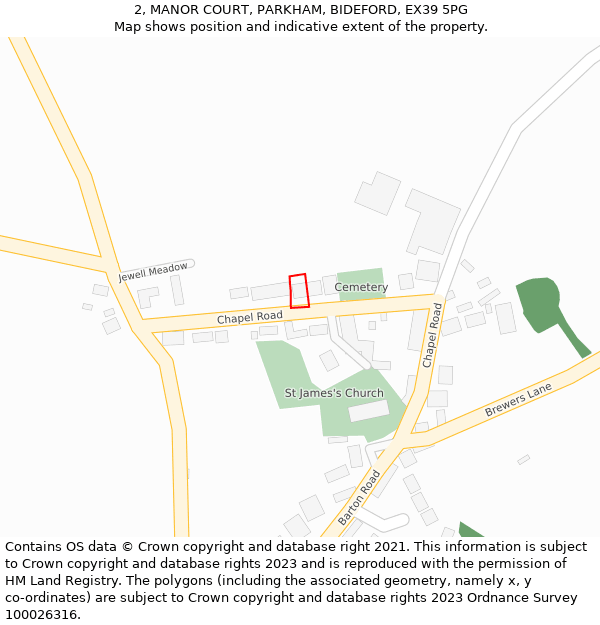 2, MANOR COURT, PARKHAM, BIDEFORD, EX39 5PG: Location map and indicative extent of plot