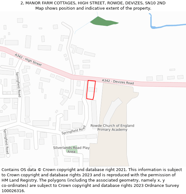 2, MANOR FARM COTTAGES, HIGH STREET, ROWDE, DEVIZES, SN10 2ND: Location map and indicative extent of plot