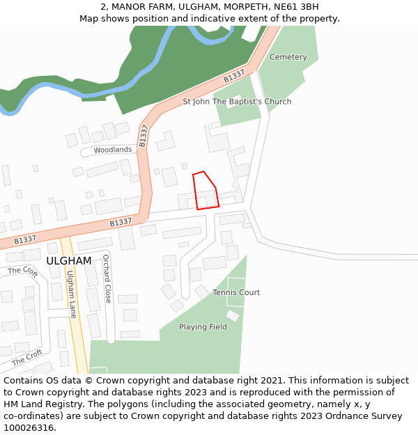 2, MANOR FARM, ULGHAM, MORPETH, NE61 3BH: Location map and indicative extent of plot