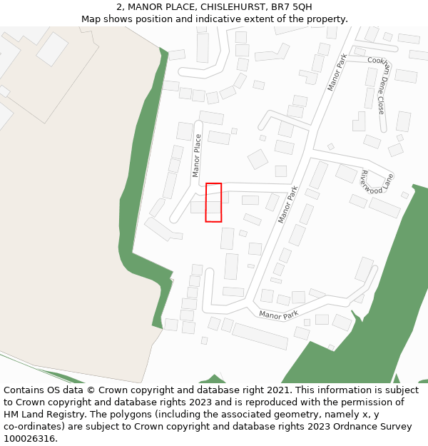 2, MANOR PLACE, CHISLEHURST, BR7 5QH: Location map and indicative extent of plot